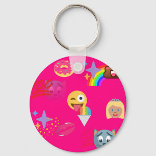 hot pink emoji key ring