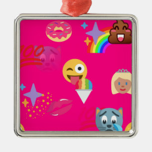 hot pink emoji metal tree decoration