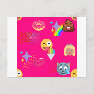 hot pink emoji postcard