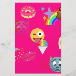 hot pink emoji stationery