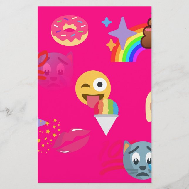 hot pink emoji stationery (Front)