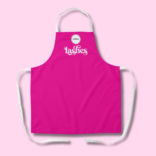Hot Pink Employee Your Logo Lash Tech Salon Apron