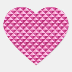 Hot pink, enamel look, studded grid heart sticker