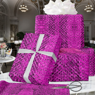 Hot Pink Exotic Viper Snakeskin Wrapping Paper