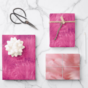 Hot Pink Faux Fur Birthday Wrapping Paper Sheet