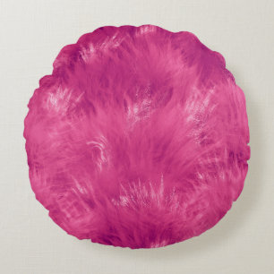 Hot Pink Faux Fur Round Cushion