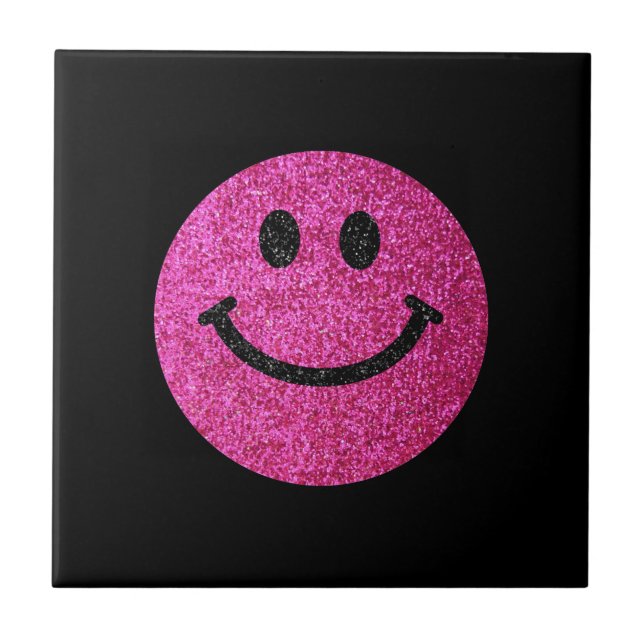 Hot pink faux glitter face tile (Front)