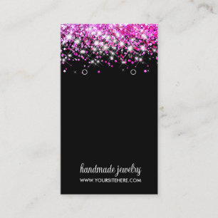 Hot Pink Faux Glitter Signature Earring Display Business Card