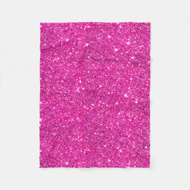 Hot Pink Faux Glitter Sparkle Pattern Girly Fleece Blanket (Front)
