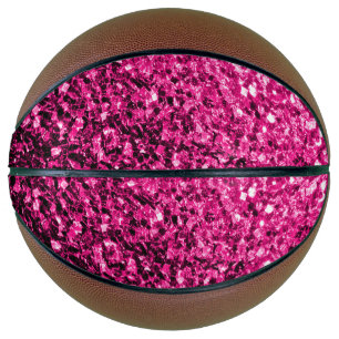 Hot pink faux glitter sparkles bling basketball
