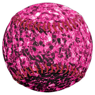 Hot pink faux glitter sparkles bling softball