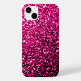 Hot pink faux glitter sparkles Case-Mate iPhone 14 plus case