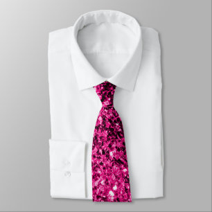 Hot pink faux glitter sparkles tie