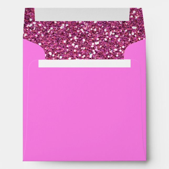 Hot Pink Faux Sparkles Background Texture Print Envelopes (Back (Bottom))