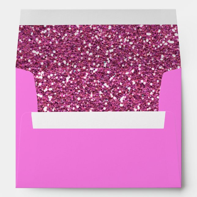 Hot Pink Faux Sparkles Background Texture Print Envelopes (Back (Bottom))