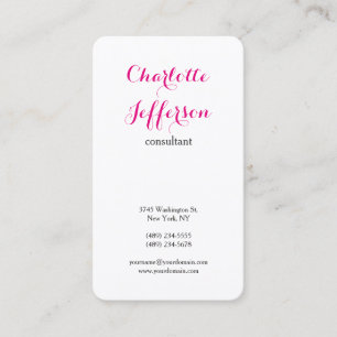 Hot Pink Feminine Modern Minimalist Professional Business Card