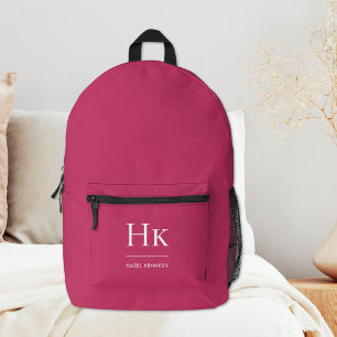 Hot Pink Feminine Typographic Girly Elegant Printed Backpack