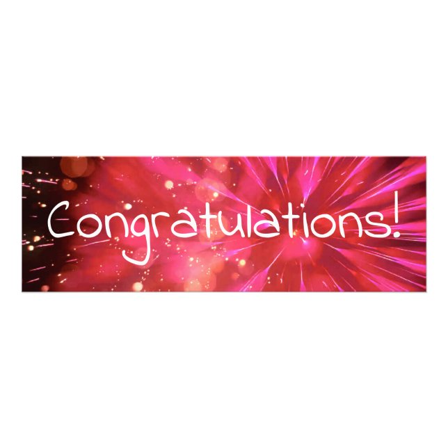 hot pink fireworks congratulations photo print (Front)