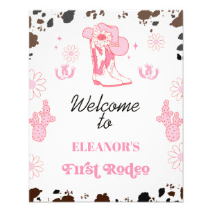 Hot Pink First Rodeo 1st Birthday Welcome Sign