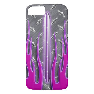 Hot Pink Flames Hot Rod Diamondplate iPhone 8/7 Case
