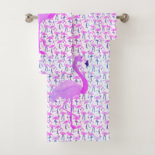 Hot Pink Flamingo  Bath Towel Set