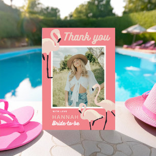 Hot Pink Flamingo Bridal Shower Thank you card