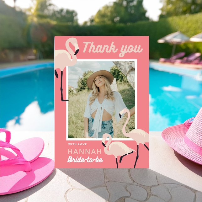 Hot Pink Flamingo Bridal Shower Thank you card (Creator Uploaded)