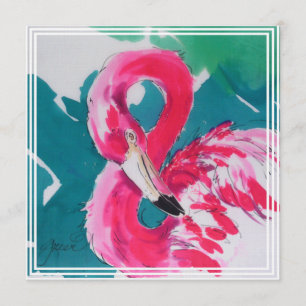 Hot Pink Flamingo Invitation