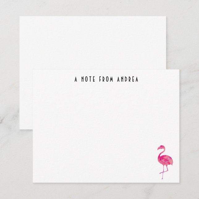 Hot Pink Flamingo Personalised Note Card (Front/Back)
