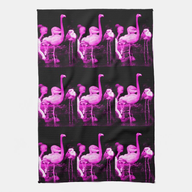 Hot Pink Flamingo Tea Towel (Vertical)
