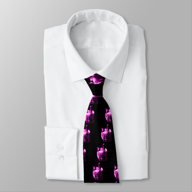 Hot Pink Flamingo Tie (Tied)
