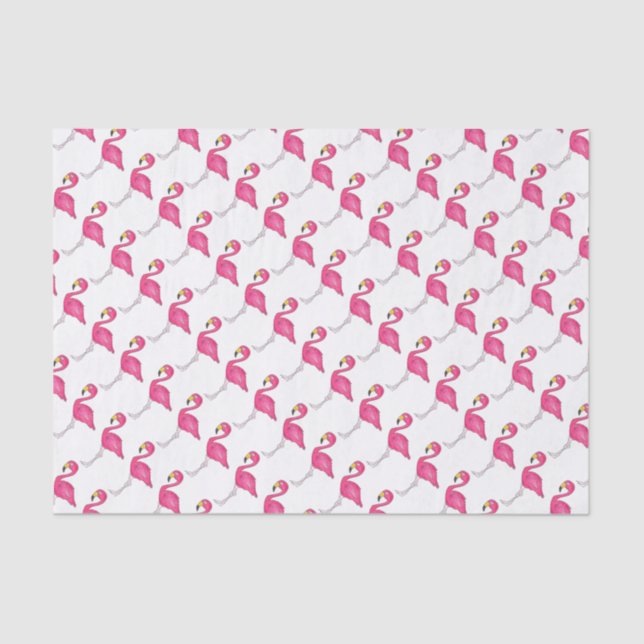 Hot Pink Flamingo Tropical Island Bird Print Tissue Paper (Front)
