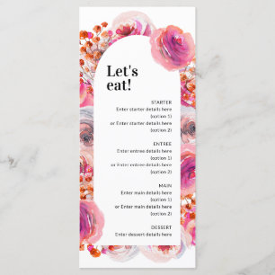 Hot Pink Floral Arch Bridal Shower Menu