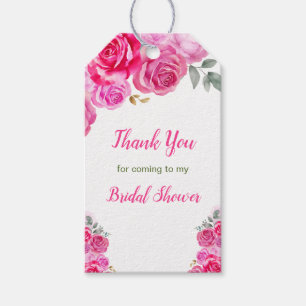 Hot Pink Floral Bridal Shower Gift Tags