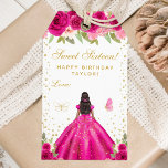 Hot Pink Floral Dark Skin Princess Sweet Sixteen Gift Tags<br><div class="desc">This elegant and glamourous sweet sixteen birthday gift tag can be personalised with a name. The design features a beautiful princess with dark hair and dark skin in a hot pink ball gown. The text combines handwritten script and modern sans serif fonts for a classy and sophisticated look. The floral...</div>