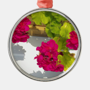 HOt pink floral flowers Pink Geranium Metal Tree Decoration