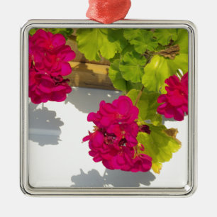 HOt pink floral flowers Pink Geranium Metal Tree Decoration