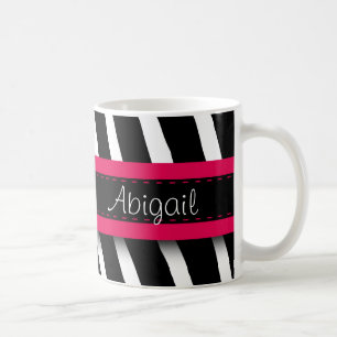 Hot Pink Floral Gem & Zebra Pattern Coffee Mug