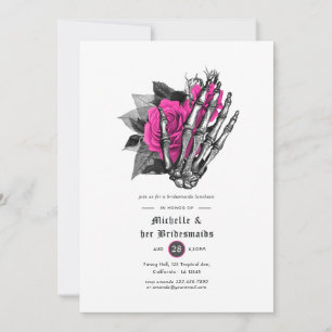 Hot-Pink Floral Gothic bridesmaids Luncheon Invitation