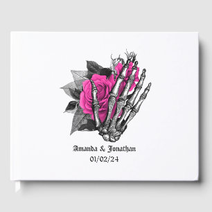 Hot-Pink Floral Gothic Wedding Guest Book