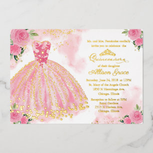 Hot Pink Floral Quinceanera