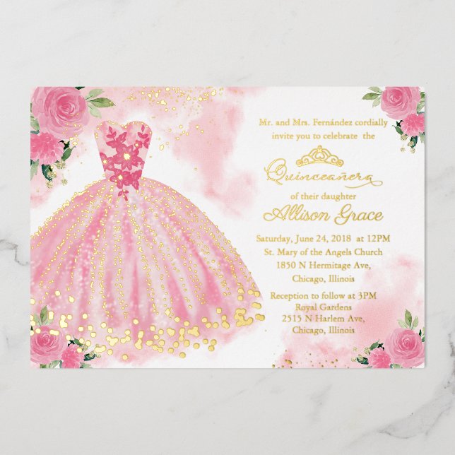 Hot Pink Floral Quinceanera (Front)