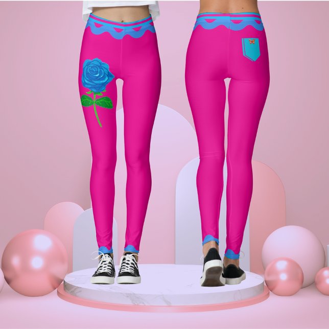 Hot Pink Floral Rose Fashionable Exercise Workout  Leggings (Creator Uploaded)