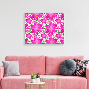 Hot pink floral seamless pattern canvas print
