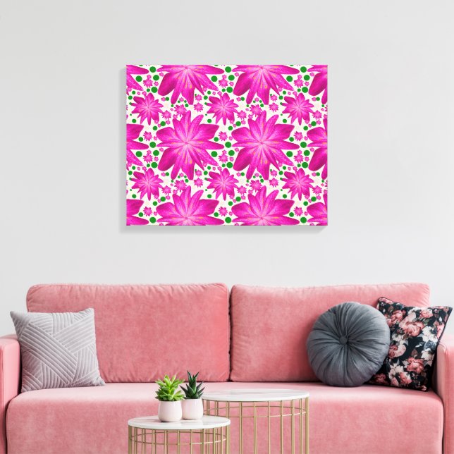 Hot pink floral seamless pattern  canvas print (Insitu(LivingRoom))