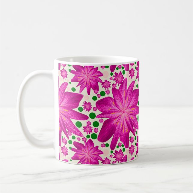 Hot pink floral seamless pattern  coffee mug (Left)