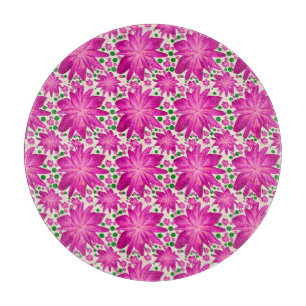 Hot Pink Floral Seamless Pattern Cutting Board