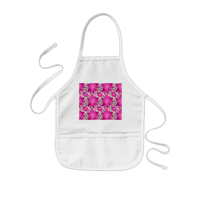 Hot pink floral seamless pattern  kids apron (Front)