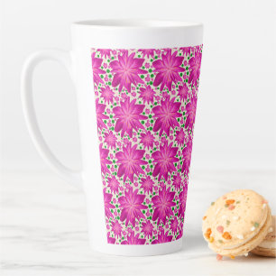 Hot Pink Floral Seamless Pattern  Latte Mug