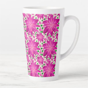 Hot Pink Floral Seamless Pattern Latte Mug